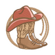 Cowboy Boots with Hat and Lasso Embroidery Design, Instant Download
