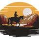 Cowboy Horse Sunset Embroidery Design, Instant Download