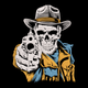 Cowboy Skull Gunman Embroidery Design, Halloween Western Outlaw Pattern, Instant Download