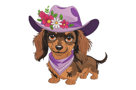 Cowgirl Dachshund Embroidery Design, Machine Embroidery Pattern, Instant Download