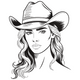 Cowgirl Woman Line Art Embroidery Design, Instant Download