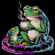 Cozy Frogs with Coffee Embroidery Design, Instant Download