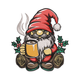 Cozy Gnome Coffee Christmas Embroidery Design, Instant Download