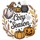 Cozy Season Halloween Embroidery Design, Autumn Spooky Machine Embroidery Pattern, Instant Download