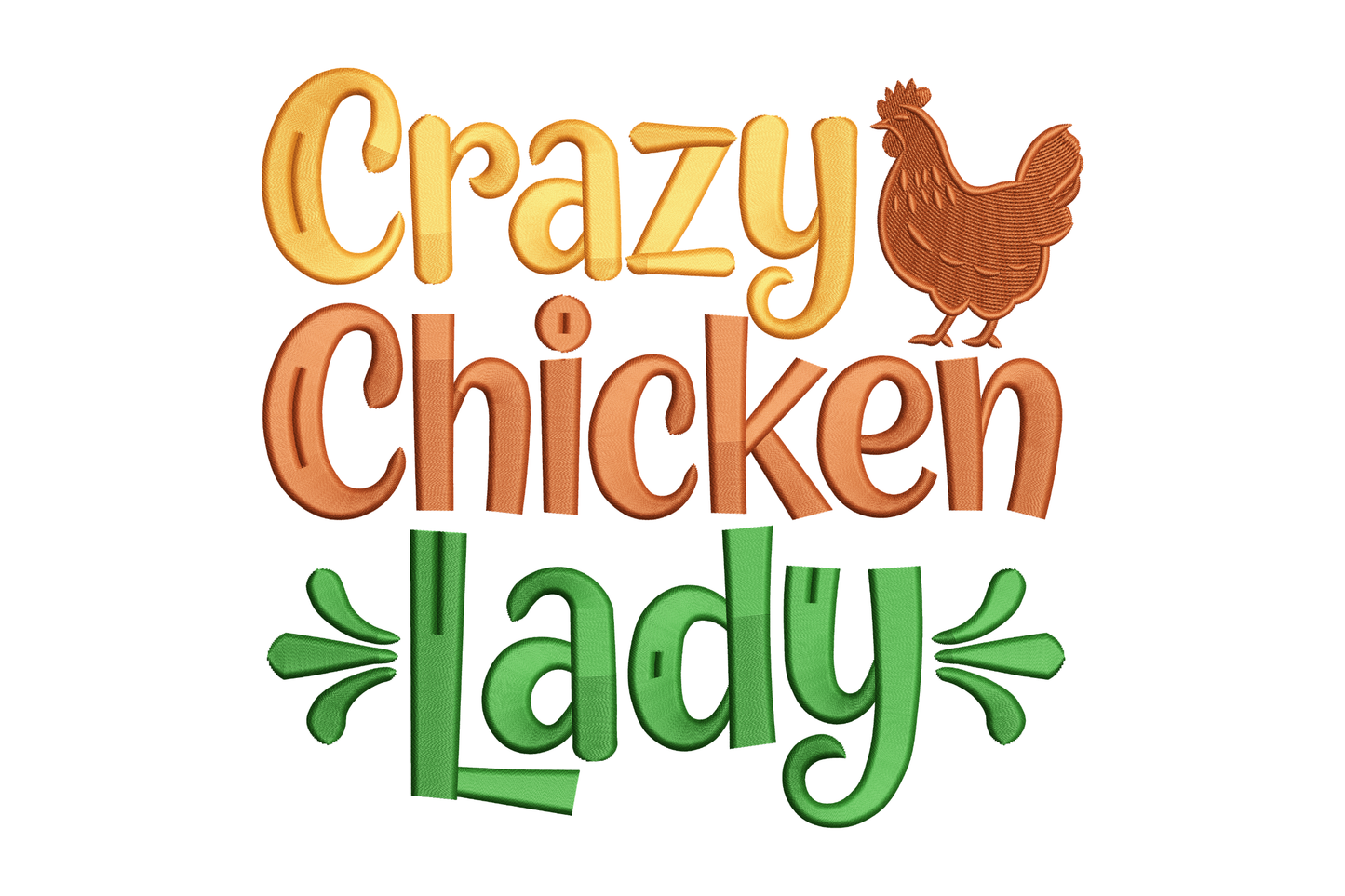 Text 'Crazy Chicken Lady' with a chicken icon on a white background