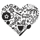 Creative Heart-shaped Baking Ingredients Embroidery Design, Instant Download
