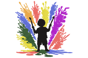 Creative Kid Paint Splash Embroidery Design, Instant Download