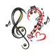 Music Love Embroidery Design, Heart Music Notes, Instant Download