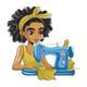 Creative Sewing Girl Embroidery Design, Instant Download