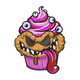 Creepy Monster Cupcake with Eyeballs Embroidery Design, Instant Download