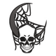 Crescent Moon Skull Web Halloween Embroidery Design, Instant Download