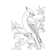 Crested Songbird on Branch Embroidery Design, Instant Download