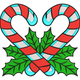 Crossed Candy Canes Embroidery Design, Red Blue White Striped Heart Holly Pattern, Instant Download