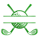 Crossed Golf Clubs Frame Embroidery Design, Instant Download