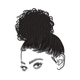 Curly Bun Woman Face Embroidery Design, Instant Download