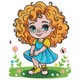 Curly Hair Girl Embroidery Design, Instant Download