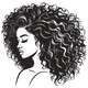 Curly Hair Woman Embroidery Design, Instant Download