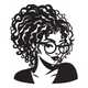 Curly Hair Woman Face Embroidery Design, Instant Download