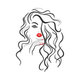 Curly Hair Woman Line Art Embroidery Design, Instant Download