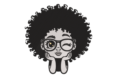 Cute Afro Girl Machine Embroidery Design