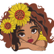 Afro Girl Sunflowers Embroidery Design, Natural Hair Portrait