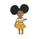 Cute Afro Girl in Yellow Dress Embroidery Design, Instant Download
