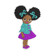 Cute Afro Girl with Bows Embroidery Design, Instant Download