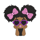 Cute Afro Girl with Heart Sunglasses Embroidery Design, Machine Embroidery Pattern, Instant Download