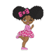 Cute Afro Girl with Pink Bow Embroidery Design, Instant Download