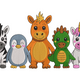 Cute Animal Friends Line-Up Embroidery Design, Instant Download