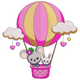 Cute Animals in Hot Air Balloon Embroidery Design, Instant Download