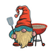 Cute BBQ Gnome Embroidery Design, Instant Download