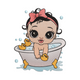 Cute Baby Bath Time Embroidery Design, Instant Download
