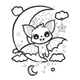 Cute Baby Bat on Moon Halloween Embroidery Design, Instant Download