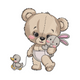 Cute Baby Bear with Bunny Embroidery Design, Instant Download
