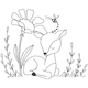 Cute Baby Deer Outline Embroidery Design, Instant Download