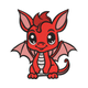 Cute Baby Dragon Embroidery Design, Chibi Red Dragon Pattern, Instant Download