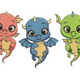 Cute Baby Dragon Trio Embroidery Design, Instant Download