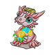 Cute Baby Dragon With Flowers Embroidery Design, Instant Download