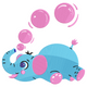 Baby Elephant Bubble Embroidery Design, Kawaii Nursery Pattern, Instant Download