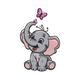 Cute Baby Elephant Embroidery Design, Nursery Machine Embroidery Pattern, Instant Download