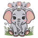 Baby Elephant Family Embroidery Design, Nursery Machine Pattern