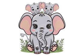 Baby Elephant Family Embroidery Design, Nursery Machine Pattern