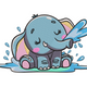 Baby Elephant Splash Embroidery Design, Nursery Machine Embroidery, Instant Download