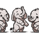 Cute Baby Elephants Trio Embroidery Design, Instant Download