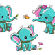 Baby Elephants Trio Embroidery Design, Nursery Machine Embroidery Pattern, Instant Download