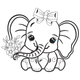 Cute Baby Elephant with Bow Embroidery Design, Instant Download
