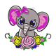 Cute Baby Elephant with Floral Crown Embroidery Design, Machine Embroidery Pattern, Instant Download