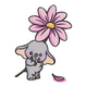 Cute Baby Elephant with Flower Embroidery Design, Instant Download