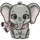 Cute Baby Elephant with Scarf Embroidery Design, Instant Download